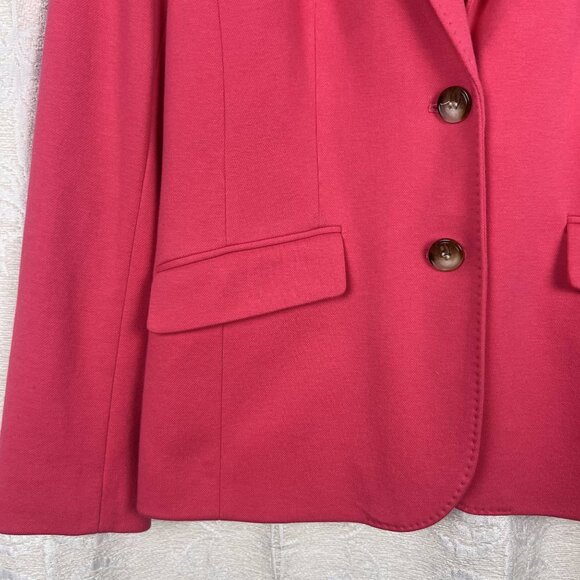 Talbots Aberdeen pique knit blazer deep pink cotton blend 2-button suit jacket - Picture 4 of 11